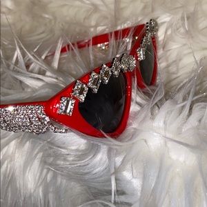 🌺Red sunglasses with rhinestones🌺